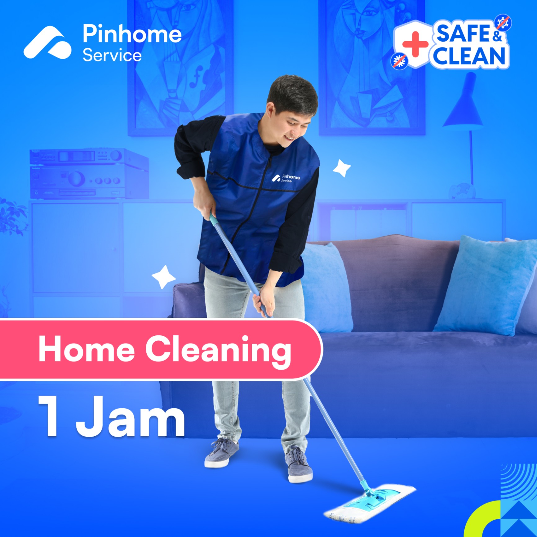 Voucher Pinhome Service - Home Cleaning with Tools 1 Hours