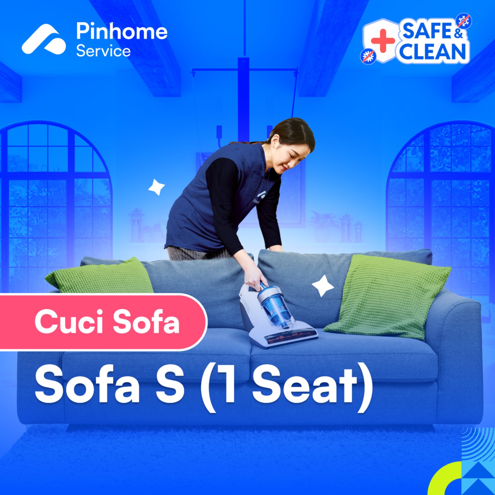 Voucher Pinhome Service - Cuci Sofa S (1 Seat)