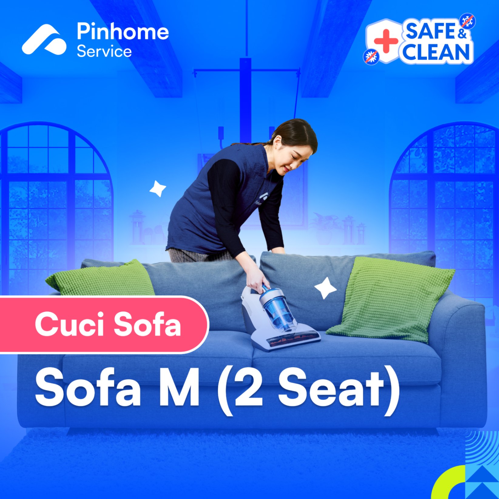 Voucher Pinhome Service - Cuci Sofa M (2 Seat)