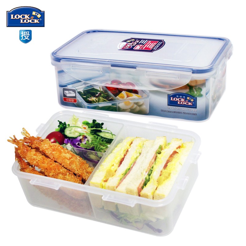 Jual LOCK&LOCK Rectangular Short Food Container 1.0L With Divider HPL817C