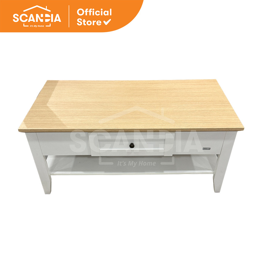 SCANDIA Meja Kopi Desk Coffee Table Chalice 120x59x55 Cm White Oak