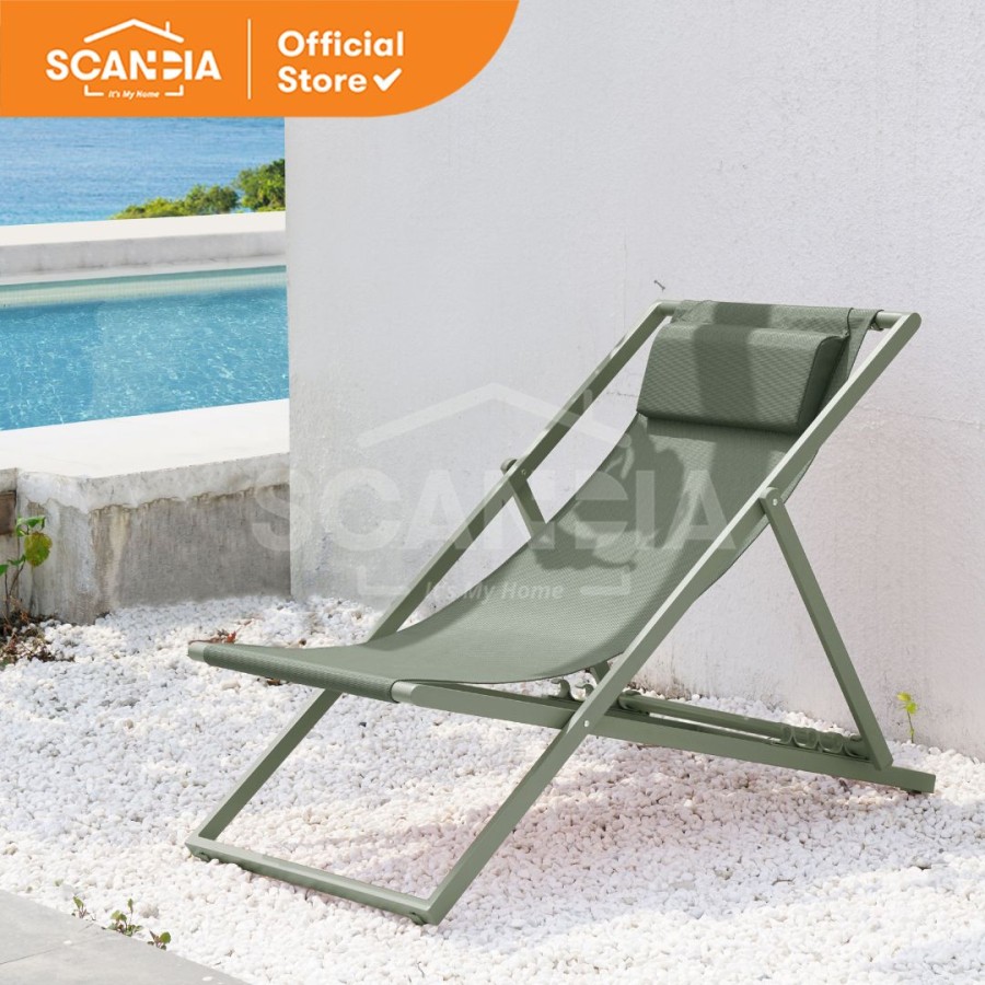 SCANDIA Kursi Pantai Outdoor Beach Chair Tomas 60x100x94Cm Light Green