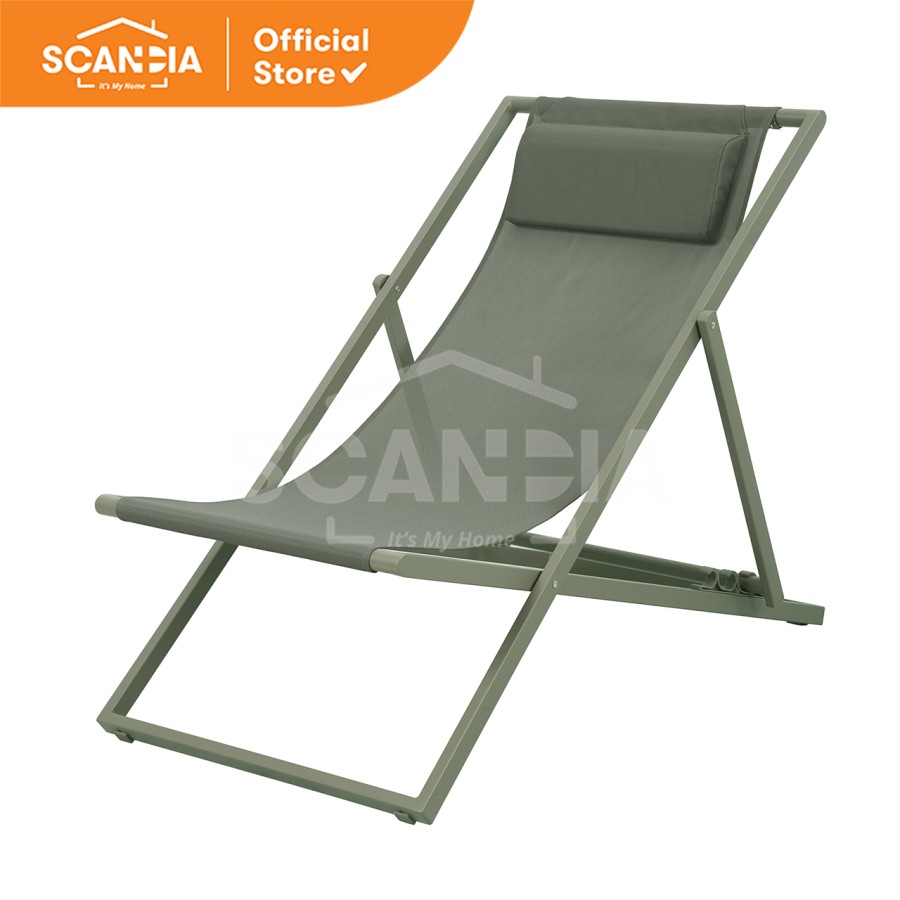 SCANDIA Kursi Pantai Outdoor Beach Chair Tomas 60x100x94Cm Light Green