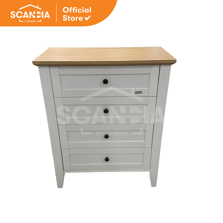 SCANDIA Lemari Laci Chest 4 Drawer Chalice 80x39x98 Cm White Oak