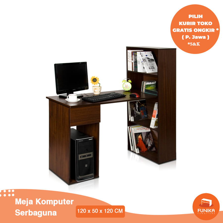 FUNIKA  Meja Komputer dengan Rak Buku 13225 EX - Expresso