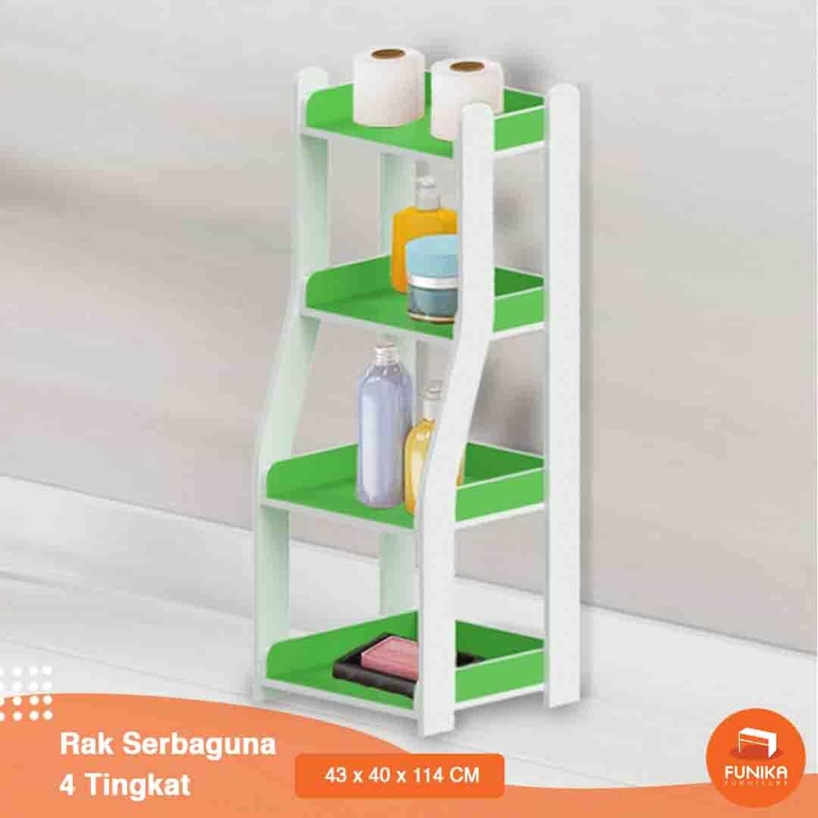 FUNIKA 77702 GR/WH - Rak Serbaguna 4 Tingkat - Hijau/Putih