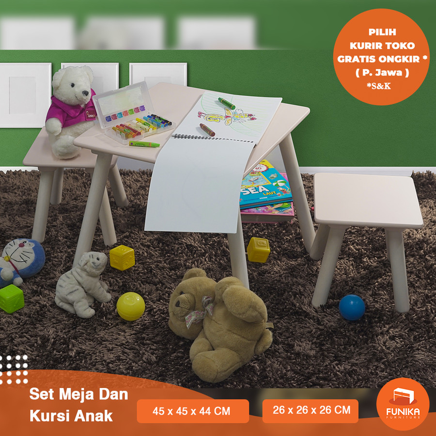 FUNIKA Set Meja dan Bangku Kotak Anak Starindo 95847 - Putih
