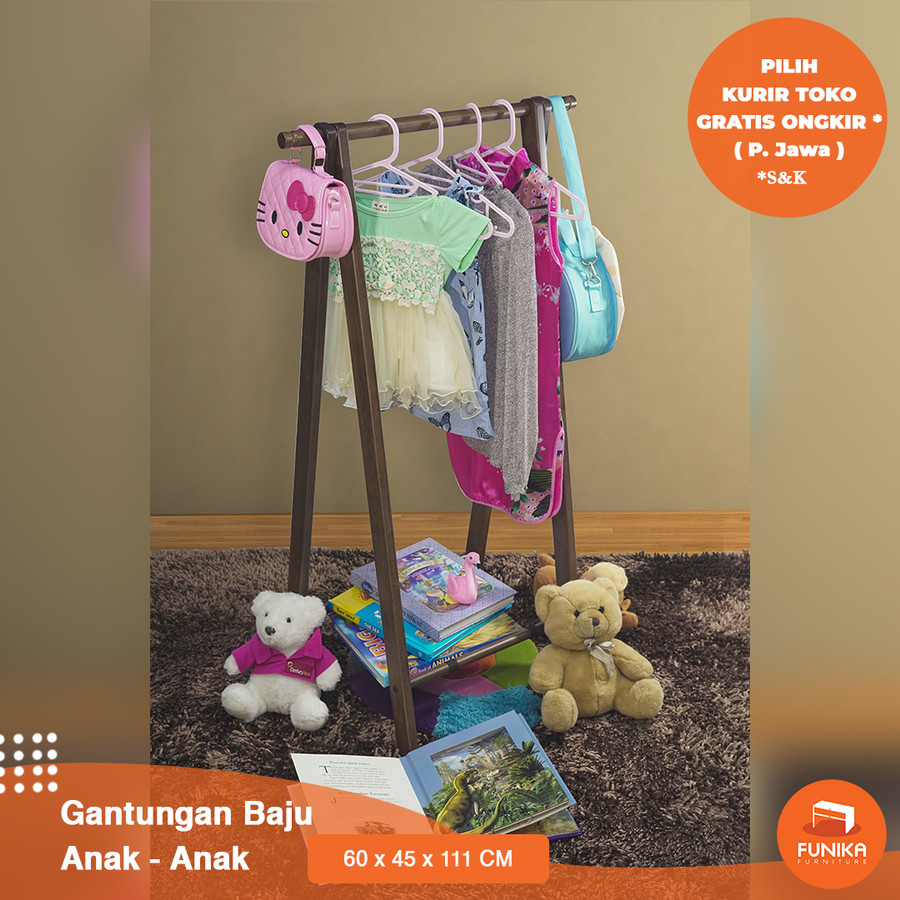 FUNIKA STARINDO 93602 DBR - Hanger Kayu Anak - Coklat Tua