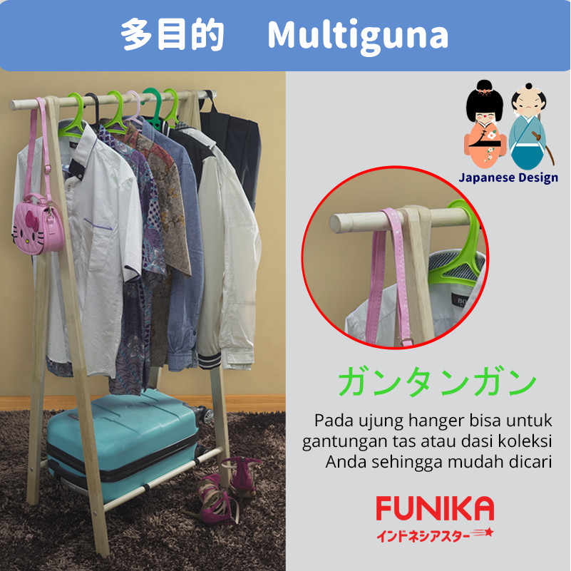 FUNIKA STARINDO 93603 NAT - Hanger Kayu Dewasa - Coklat Natural