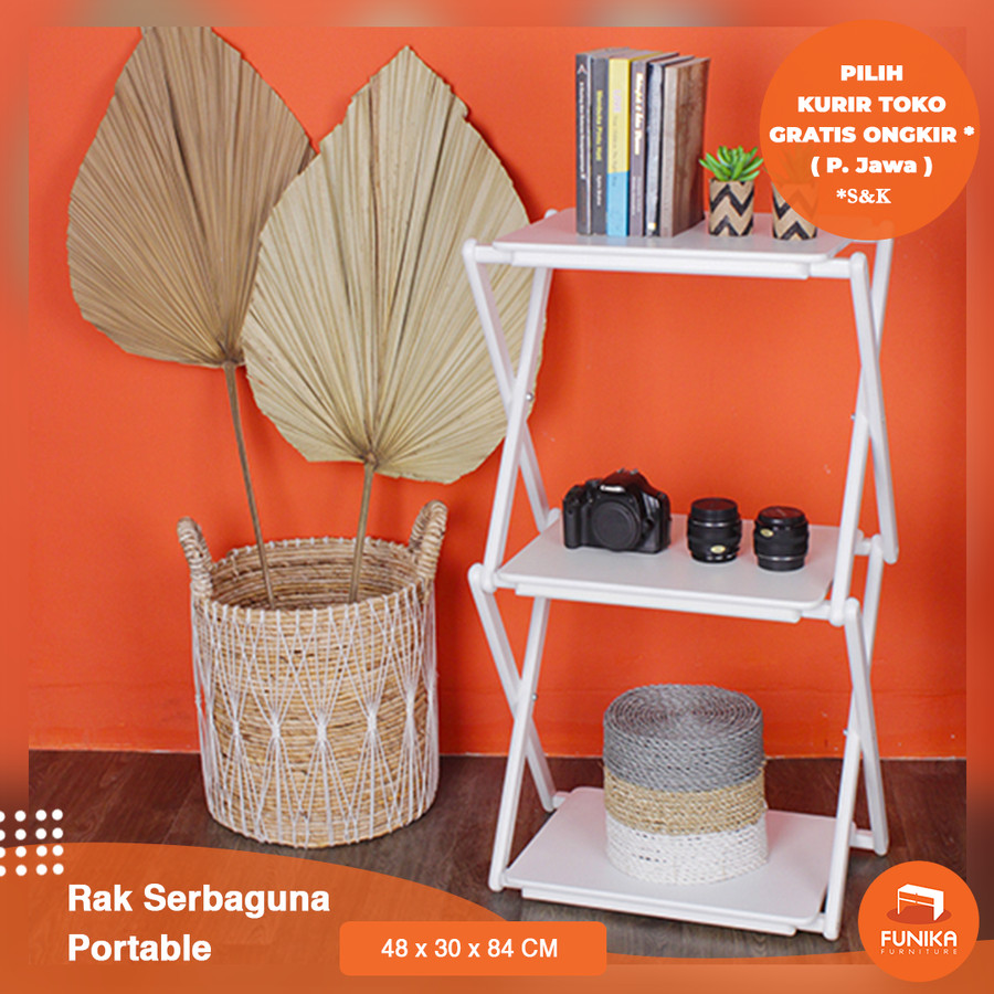 FUNIKA 93512 WH - Rak Buku Portable Serbaguna 3 Tingkat - Putih