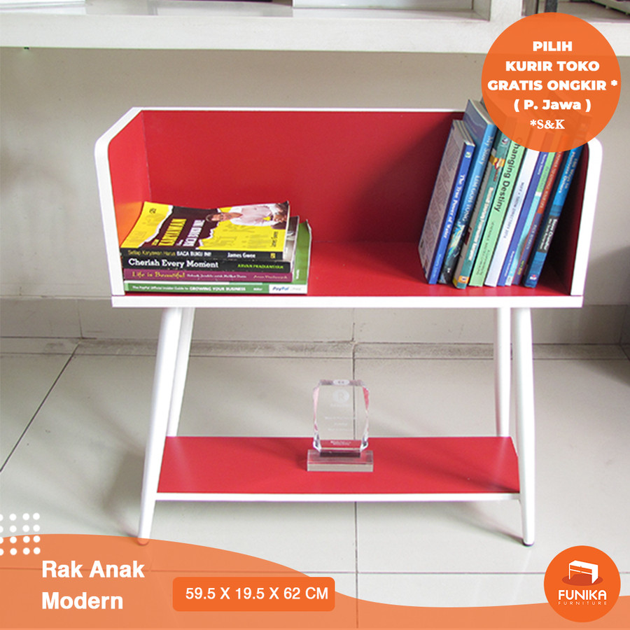 FUNIKA 84980 RD/WH - Rak Modern Serbaguna Minimalis Anak - Merah
