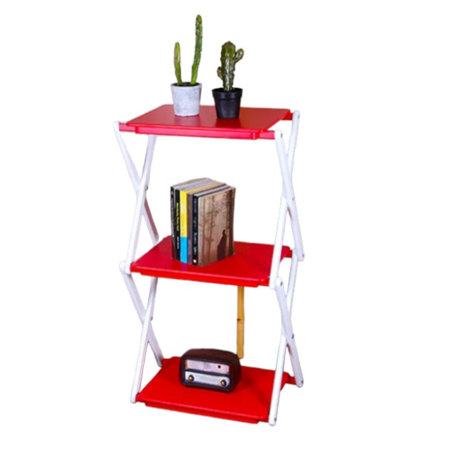 Funika Rak Buku Portable Serbaguna 3 Tingkat 93512 RD/WH - Merah Putih