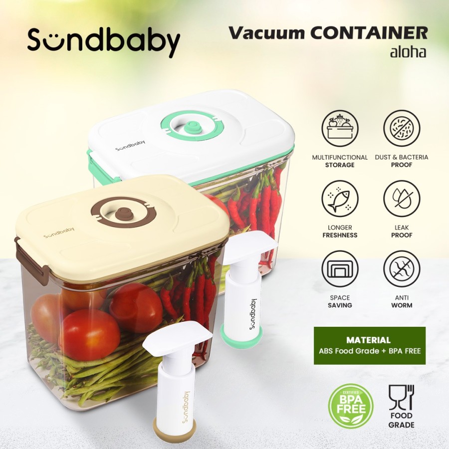 Sundbaby Smart Vacuum Container – Aloha 4.6L (Penyimpanan Makanan) - beige