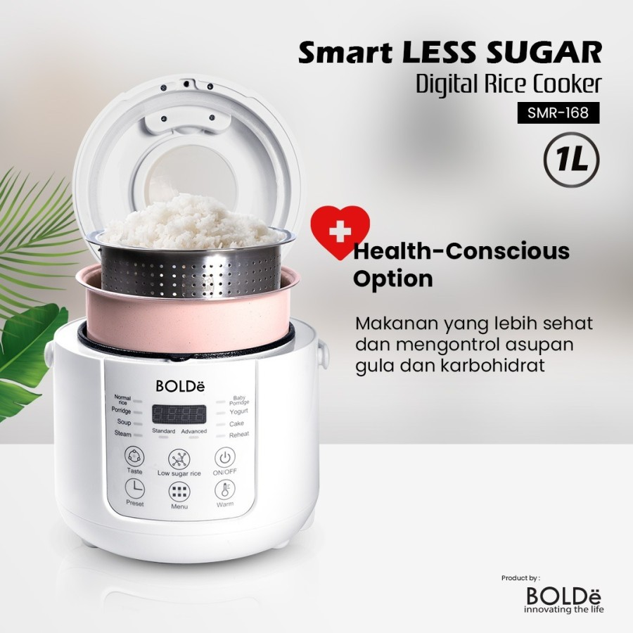 BOLDe Smart Less Sugar Digital Rice Cooker 1L