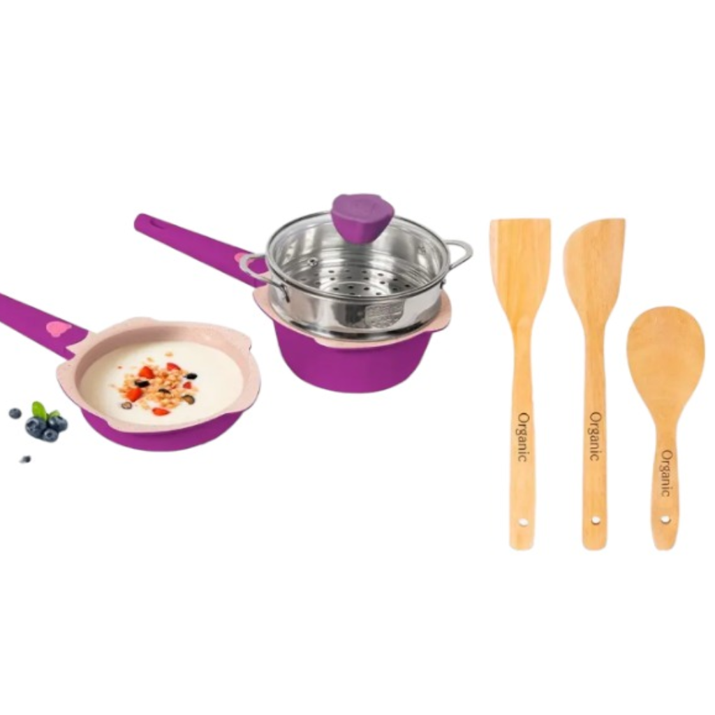 BOLDe Sundbaby Flower Organic Baby Pan dan Organic Utensil Set 3Pcs