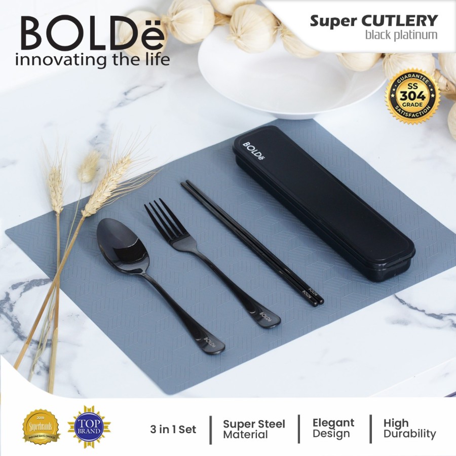 BOLDe Super Cutlery Black Platinum Set 4pcs