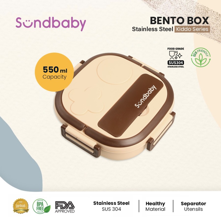 Sundbaby Box Kiddo - Tempat Makan Stainless Steel Lunch Box BPA Free