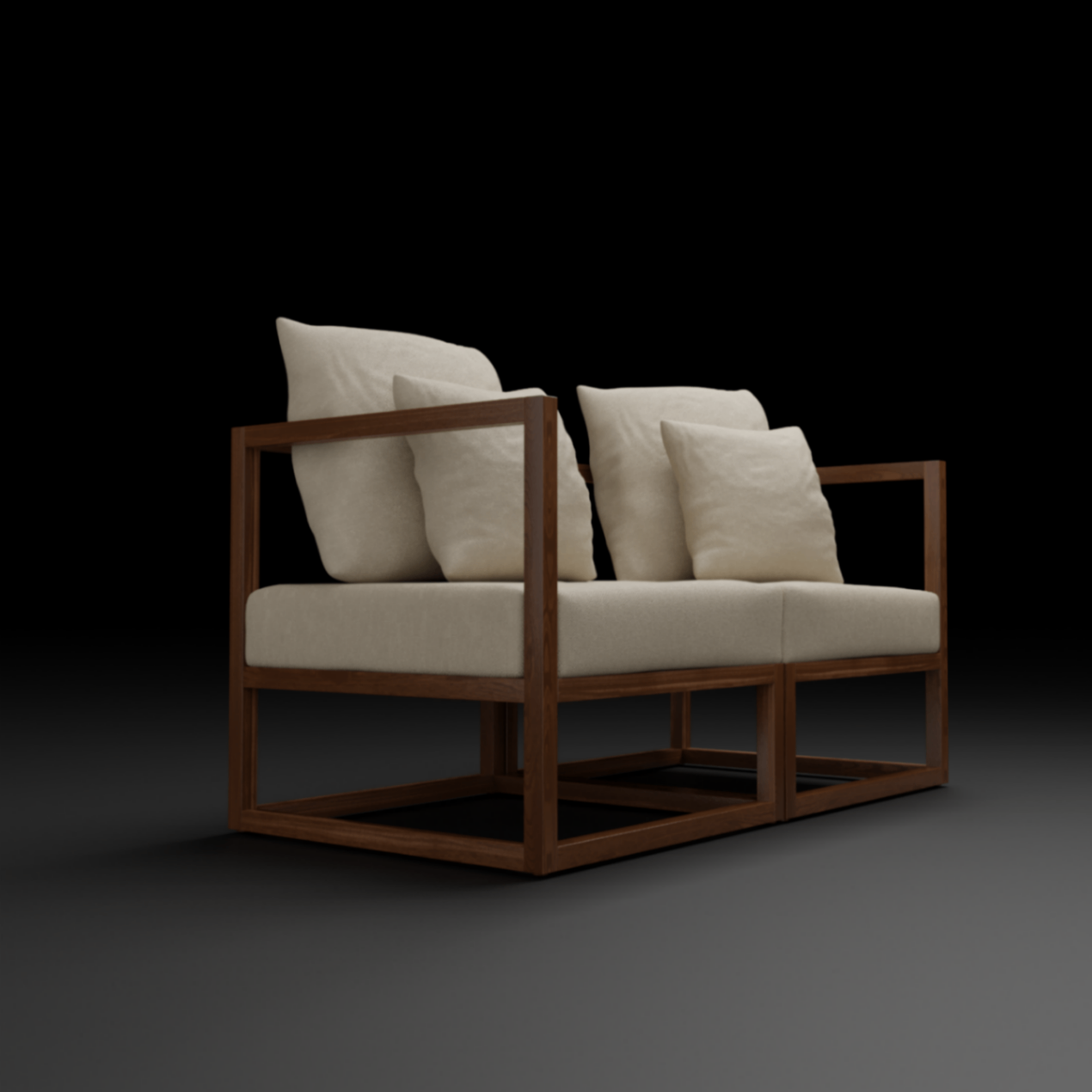 CUBIX SERIES - Kursi Tamu Sofa Modern Minimalis (AC,AC) - Rangka Gelap
