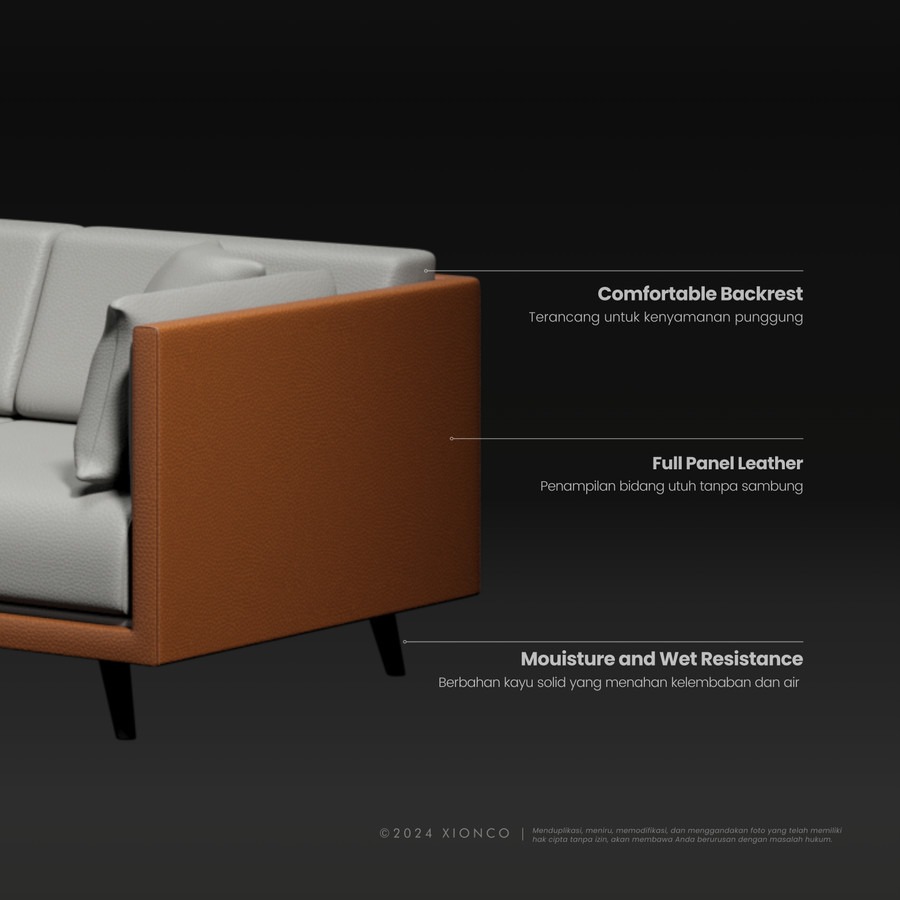 CAPRA SIGNATURE SERIES | Modern Minimalist Leather Sofa •Living Room