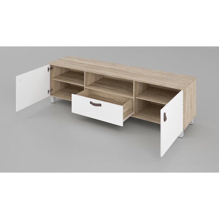 Anya-Living Meja TV Rakki TV Stand - Sonoma Light Cream White