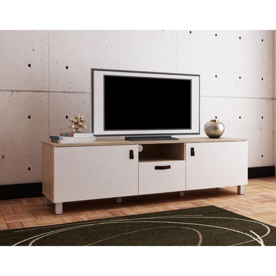 Anya-Living Meja TV Rakki TV Stand - Sonoma Light Cream White