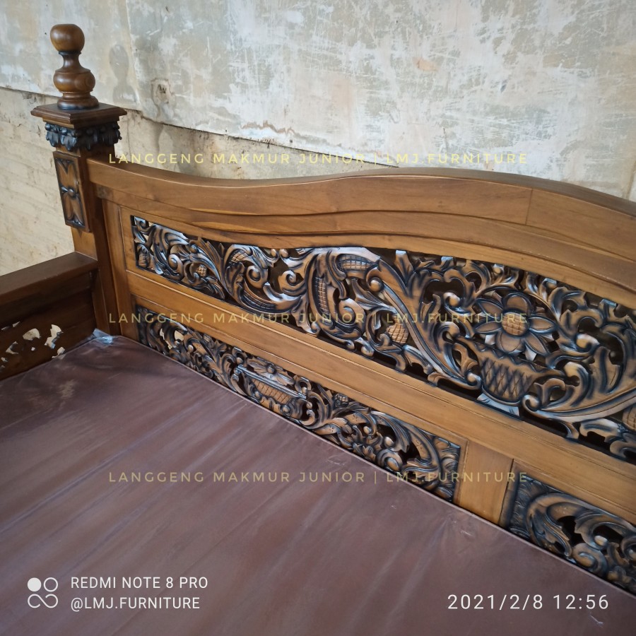 Bangku teras carved daybed bale bale ukir rahwana jati jepara