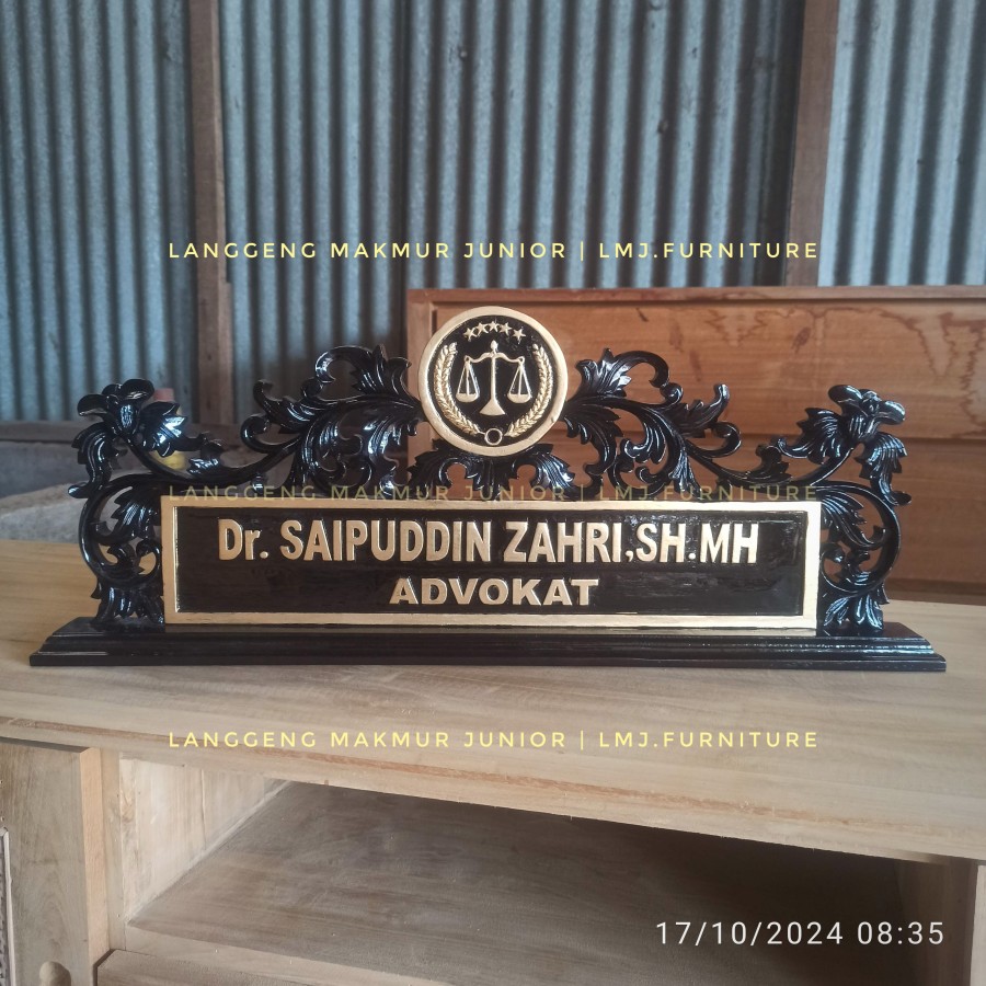 papan nama meja pejabat kantor dinas instansi jati jepara