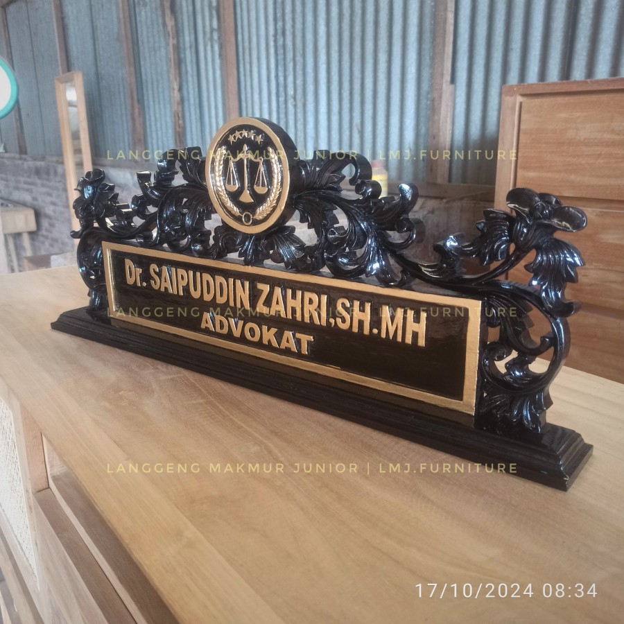 papan nama meja pejabat kantor dinas instansi jati jepara
