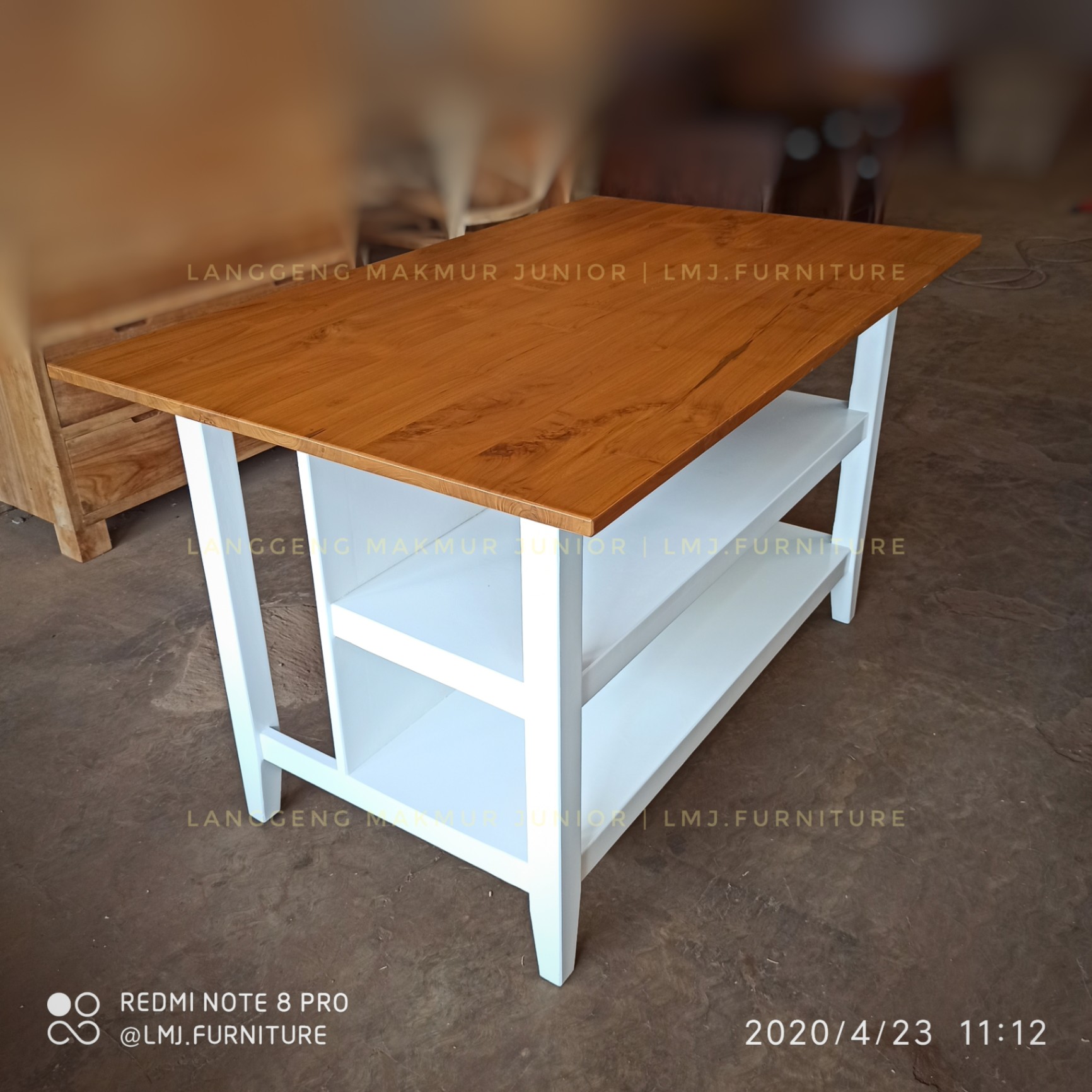 Meja dapur island table minimalis kombinasi duco jati jepara