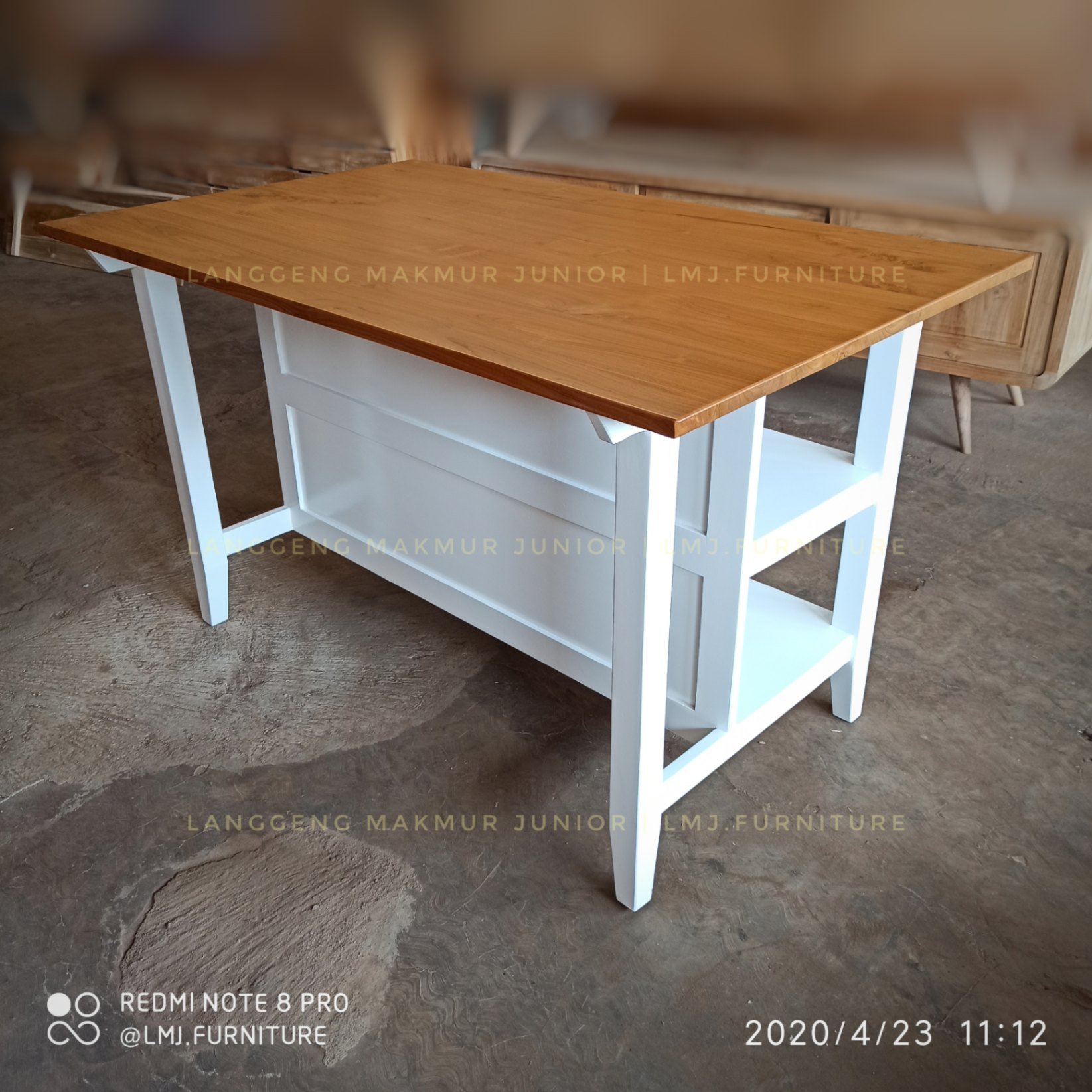Meja dapur island table minimalis kombinasi duco jati jepara