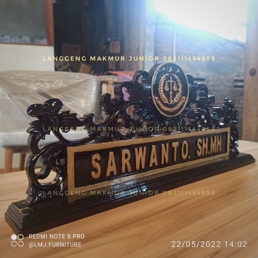 papan nama meja pejabat kantor dinas instansi jati jepara