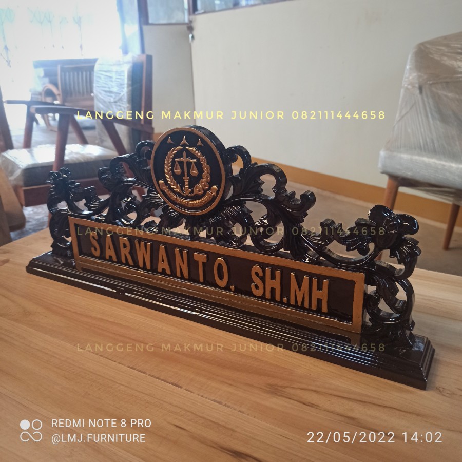 papan nama meja pejabat kantor dinas instansi jati jepara