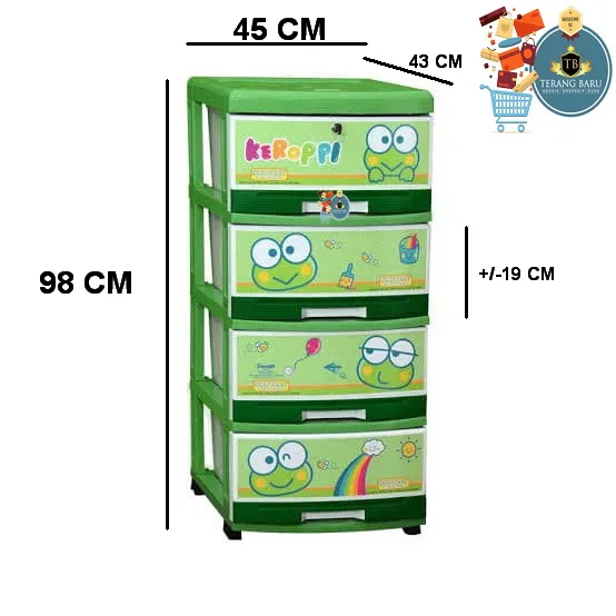 Lemari Plastik Laci Plastik Napolly Susun 4 Motif Keroppi