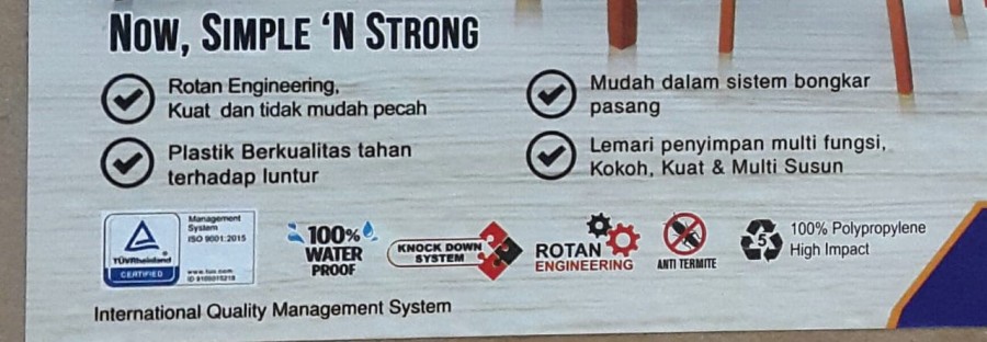 Lemari Plastik Super NP Rotan 4 susun - Coklat