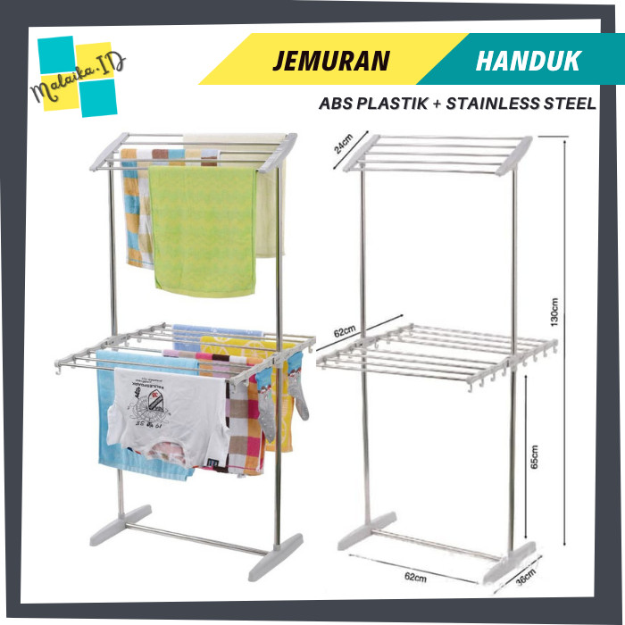 Rak Jemuran Pakaian Handuk Serbaguna 2 Tingkat TWR002 - TWR002