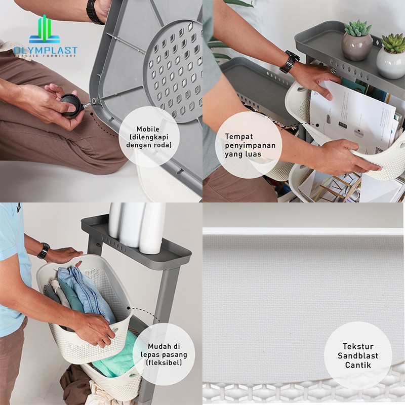 Olymplast Rak Susun / Rak Plastik / Rak Serbaguna / OFT 03 - Abu-abu