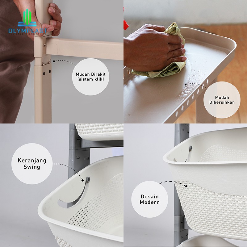 Olymplast Rak Susun / Rak Plastik / Rak Serbaguna / OFT 03 - Abu-abu
