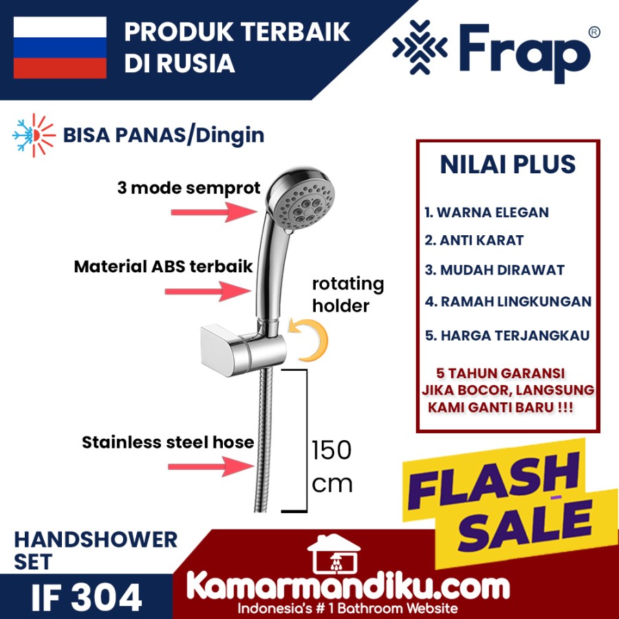 Frap Handshower Set Shower IF 304 Shower 3 Mode Semprotan Garansi 5 Yr