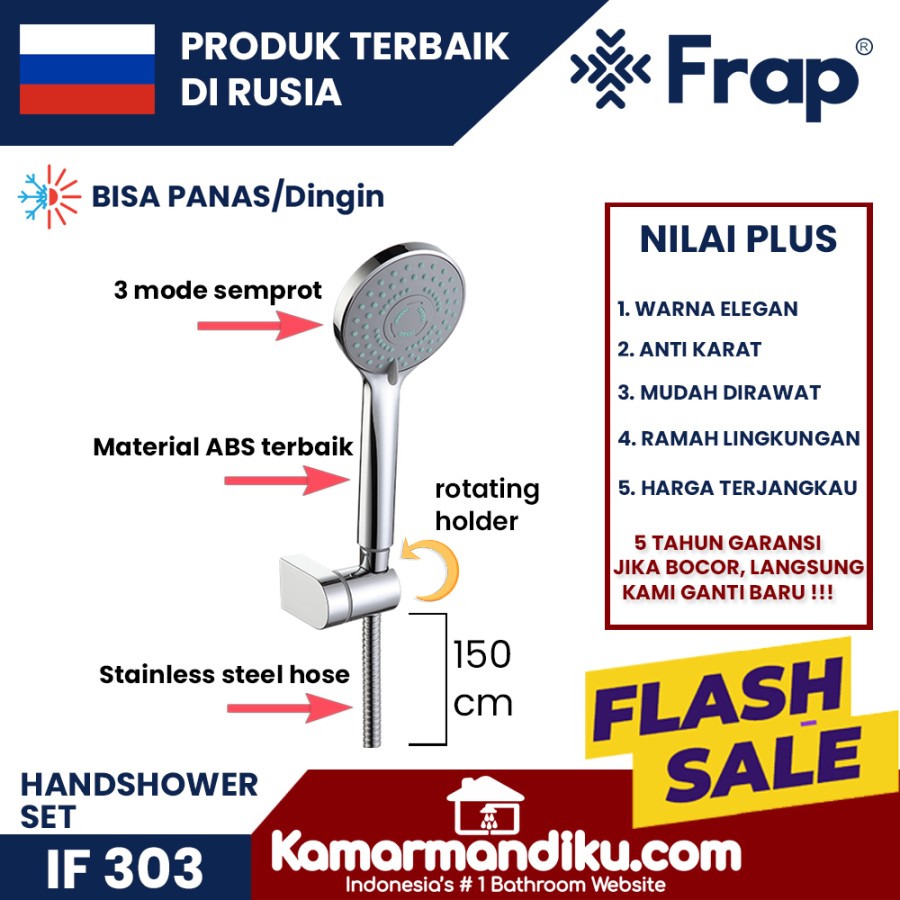 Frap Handshower Set IF 303 Shower 3 Mode Semprotan Garansi 5 Tahun