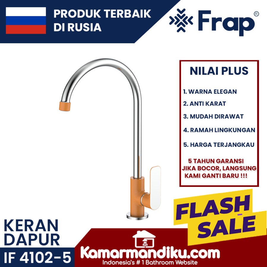 FRAP Keran Dapur Kitchen Sink Pillar IF 4102-5 Orange chrome duo tone