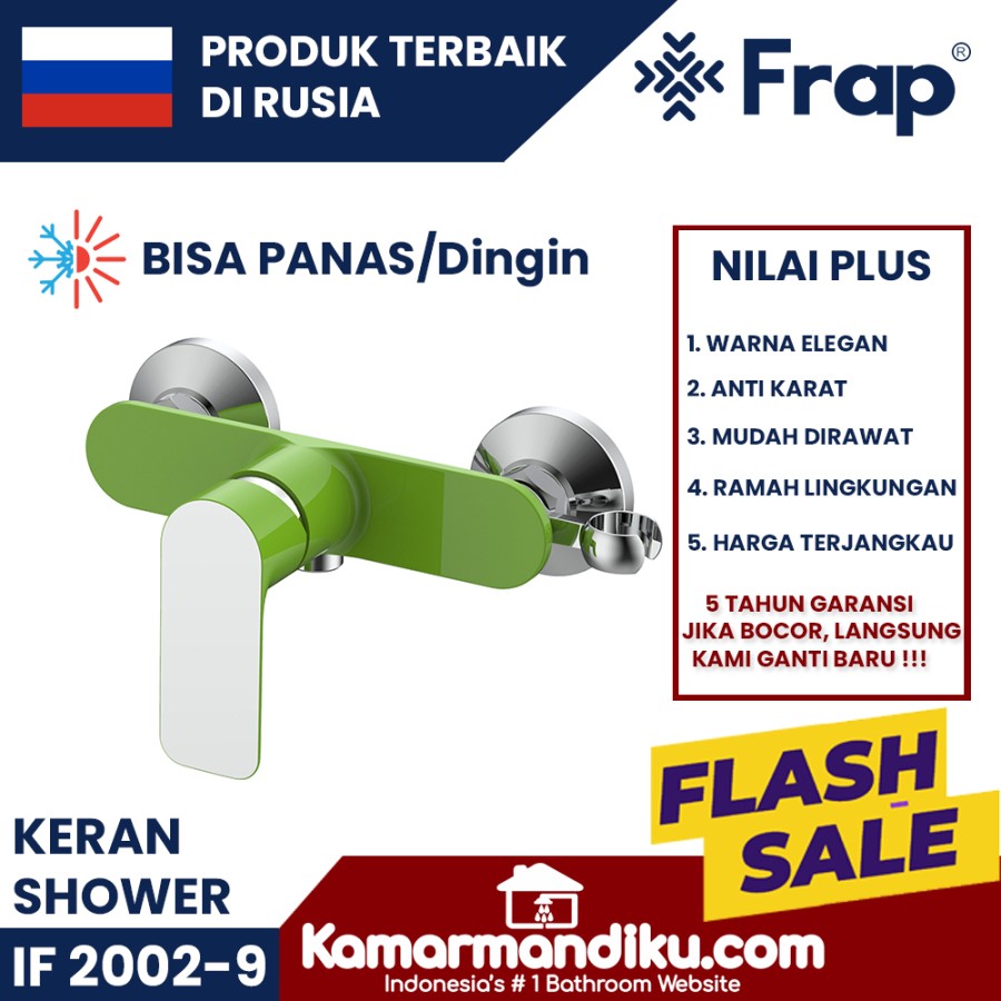 FRAP Kran Shower Mixer PANAS DINGIN IF 2002-9 GREEN Anti Karat Garansi