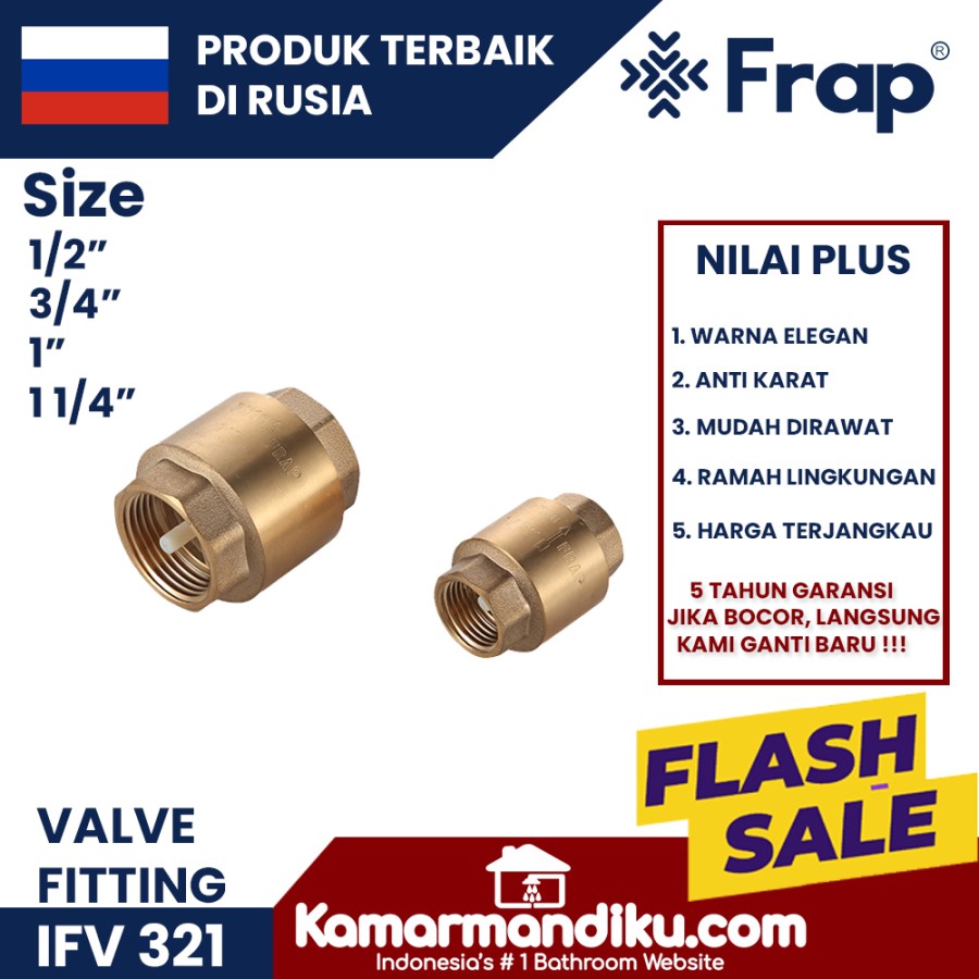 Frap Brass Check Valve tusen klep IFv.321.05 ukuran 3/4" pipa air