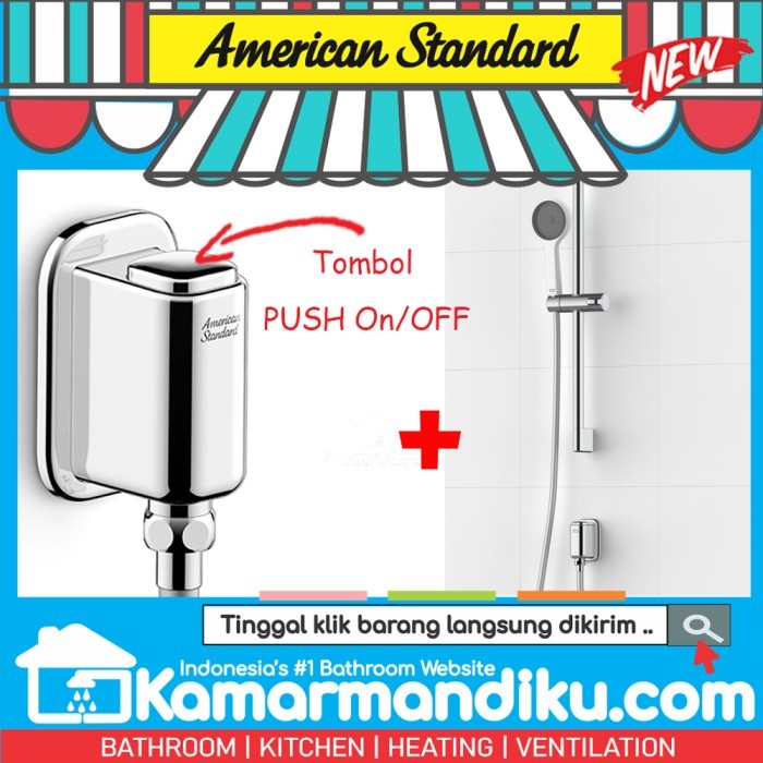 Jual American Standard Easy Flo Exposed Shower Mono Set Push Button On Off