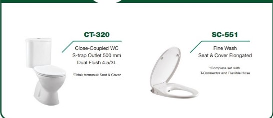 Promo Paket G Wasser Closet CT-320 + Seat & Cover SC-551