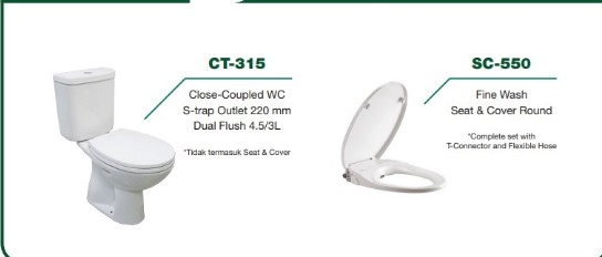 Promo Paket D Wasser Closet CT-315 + Seat & Cover SC-550