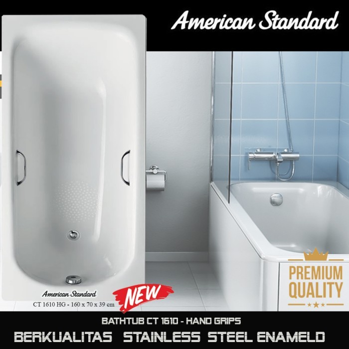 American Standard Sale Bathtub spa160 cm with hand grips steel enameld.