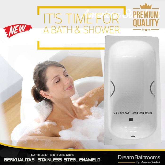 American Standard Sale Bathtub spa160 cm with hand grips steel enameld.