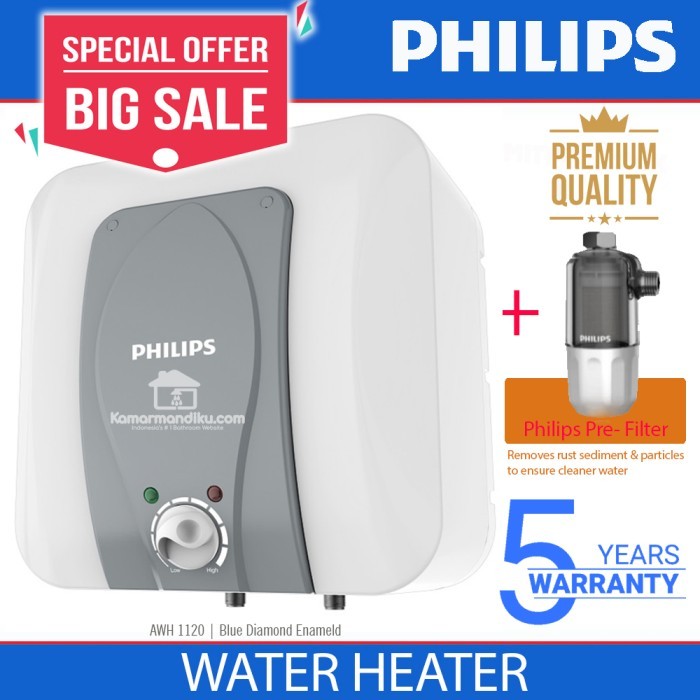 Philips New Water Heater pemanas air 15 L + penjernih air Pre filter.