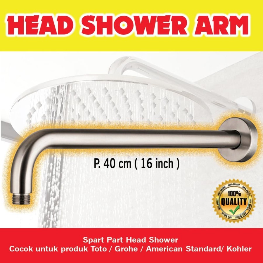 Head shower arm 40 cm stainless steel toto grohe american standard.
