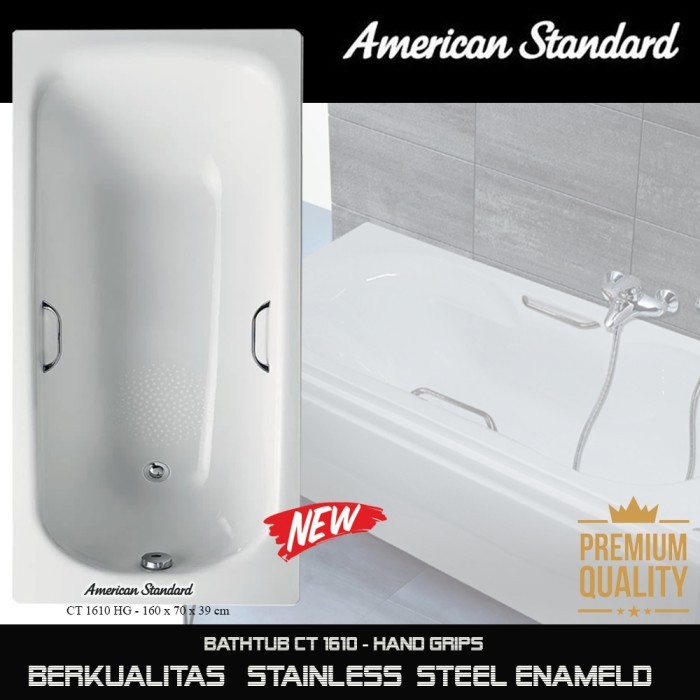 American Standard Sale Bathtub spa160 cm with hand grips steel enameld.